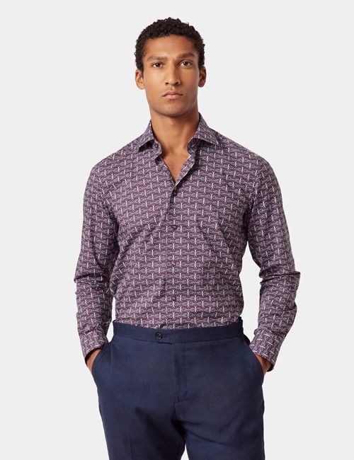 Wine & Pink Geo Chains Slim Curtis Shirt