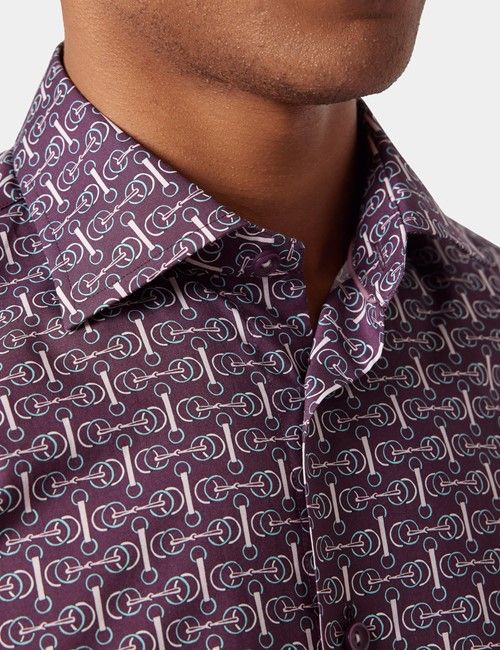 Wine & Pink Geo Chains Slim Curtis Shirt-preview
