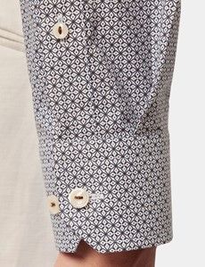 Slim Fit Navy & White Geometric Curtis Shirt