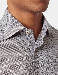 Slim Fit Navy & White Geometric Curtis Shirt