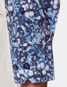 Slim Fit Navy & White Floral Curtis Shirt
