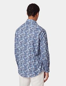 Slim Fit Navy & White Floral Curtis Shirt