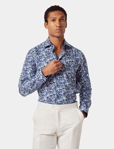 Slim Fit Navy & White Floral Curtis Shirt