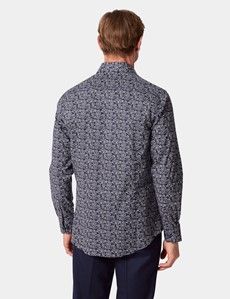 Slim Fit Navy & White Floral Curtis Shirt