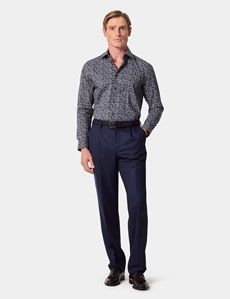 Slim Fit Navy & White Floral Curtis Shirt