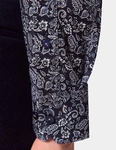 Slim Fit Navy & White Floral Curtis Shirt