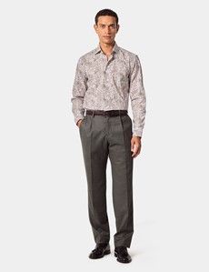 Slim Fit White & Burgundy Paisley Curtis Shirt