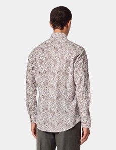 Slim Fit White & Burgundy Paisley Curtis Shirt