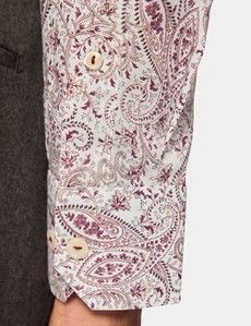 Slim Fit White & Burgundy Paisley Curtis Shirt