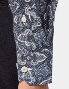 Slim Fit Cream & Black Paisley Curtis Shirt