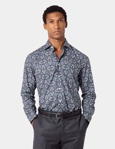 Slim Fit Cream & Black Paisley Curtis Shirt