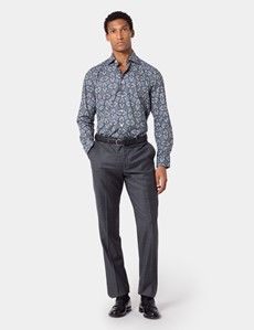 Slim Fit Cream & Black Paisley Curtis Shirt