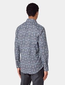 Slim Fit Cream & Black Paisley Curtis Shirt