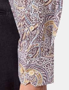 Slim Fit Cream & Yellow Paisley Curtis Shirt