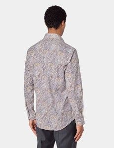 Slim Fit Cream & Yellow Paisley Curtis Shirt