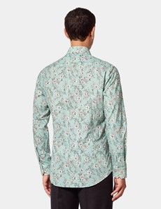 Slim Fit Green & White Floral Curtis Shirt