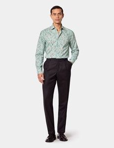 Slim Fit Green & White Floral Curtis Shirt