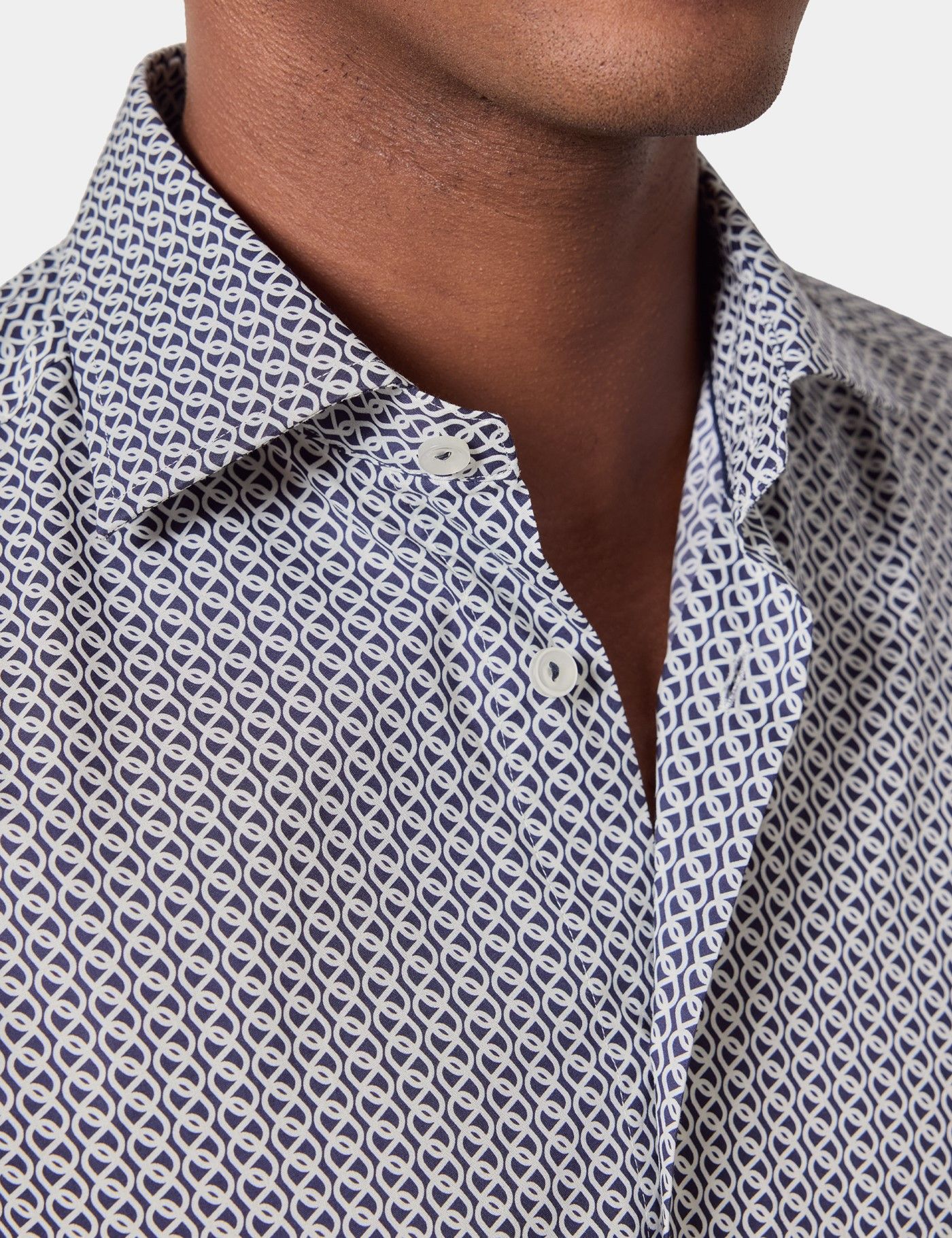 Slim Fit Navy & White Chain Curtis Shirt-preview
