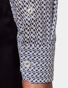 Slim Fit Navy & White Chain Curtis Shirt