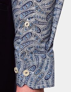 Slim Fit Navy & White Paisley Curtis Shirt
