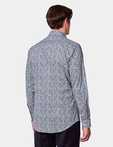 Slim Fit Navy & White Paisley Curtis Shirt