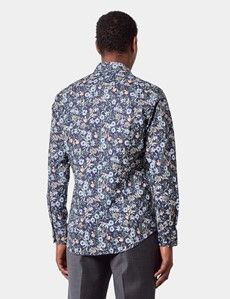 Slim Fit Navy & White Floral Curtis Shirt