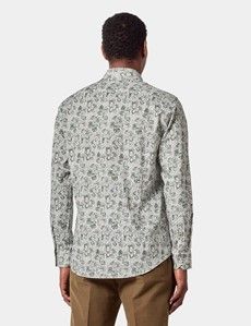 Slim Fit Green & White Paisley Curtis Shirt