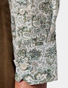 Slim Fit Green & White Paisley Curtis Shirt