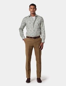 Slim Fit Green & White Paisley Curtis Shirt