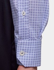 Slim Fit Blue & White Small Geo Curtis Shirt