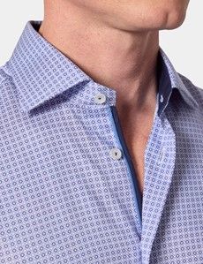 Slim Fit Blue & White Small Geo Curtis Shirt