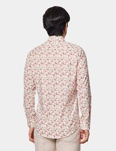 Slim Fit White & Pink Floral Curtis Shirt