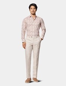 Slim Fit White & Pink Floral Curtis Shirt