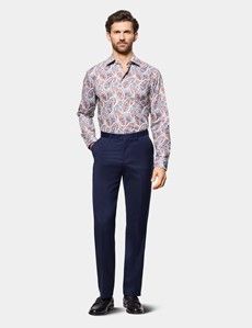 Slim Fit White & Red Paisley Curtis Shirt