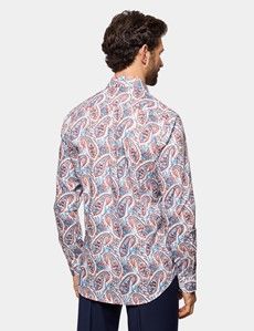 Slim Fit White & Red Paisley Curtis Shirt