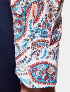 Slim Fit White & Red Paisley Curtis Shirt