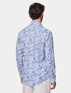 Slim Fit White & Blue Paisley Curtis Shirt