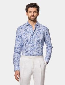 Slim Fit White & Blue Paisley Curtis Shirt