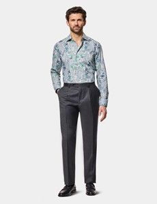 Slim Fit White & Green Paisley Curtis Shirt