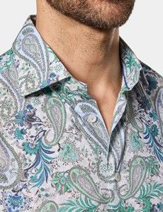Slim Fit White & Green Paisley Curtis Shirt
