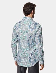 Slim Fit White & Green Paisley Curtis Shirt