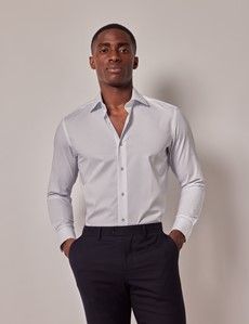 Slim Fit White & Blue Geometric Floral Curtis Shirt