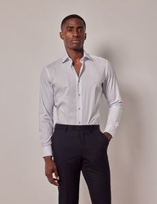 Slim Fit White & Blue Geometric Floral Curtis Shirt