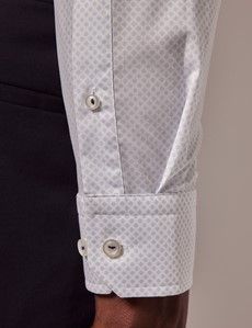 Slim Fit White & Blue Geometric Floral Curtis Shirt