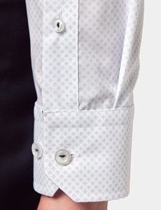 Slim Fit White & Blue Small Flowers Curtis Shirt