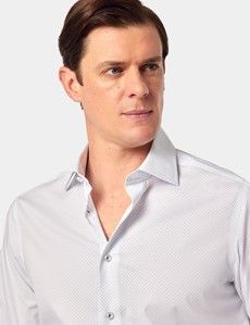 Slim Fit White & Blue Small Flowers Curtis Shirt