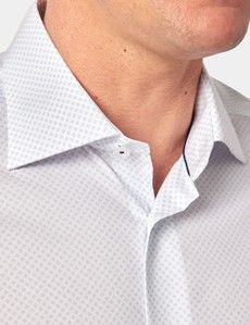 Slim Fit White & Blue Small Flowers Curtis Shirt