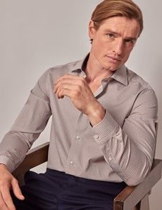 Slim Fit White & Blue Geometric Floral Diamond Weave Curtis Shirt