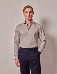 Slim Fit White & Blue Geometric Floral Diamond Weave Curtis Shirt