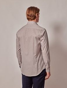 Slim Fit White & Blue Geometric Floral Diamond Weave Curtis Shirt